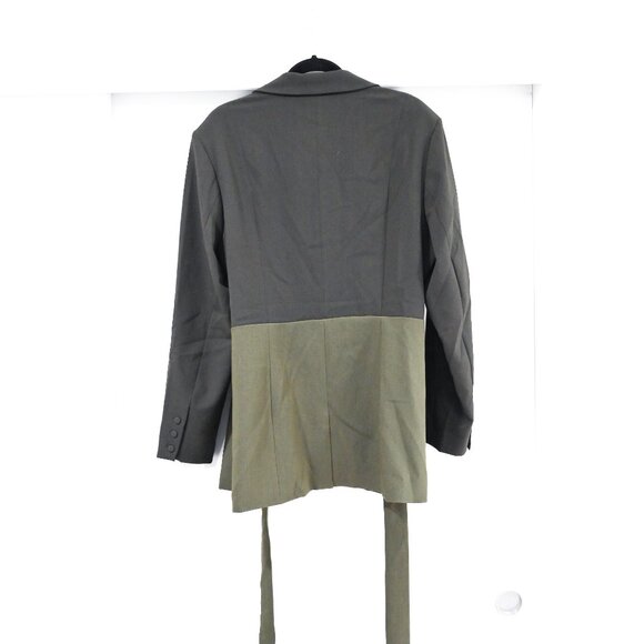 Good American Size 2XL Color Block Side Slit Two Tone Blazer in Olive Green - Picture 13 of 15